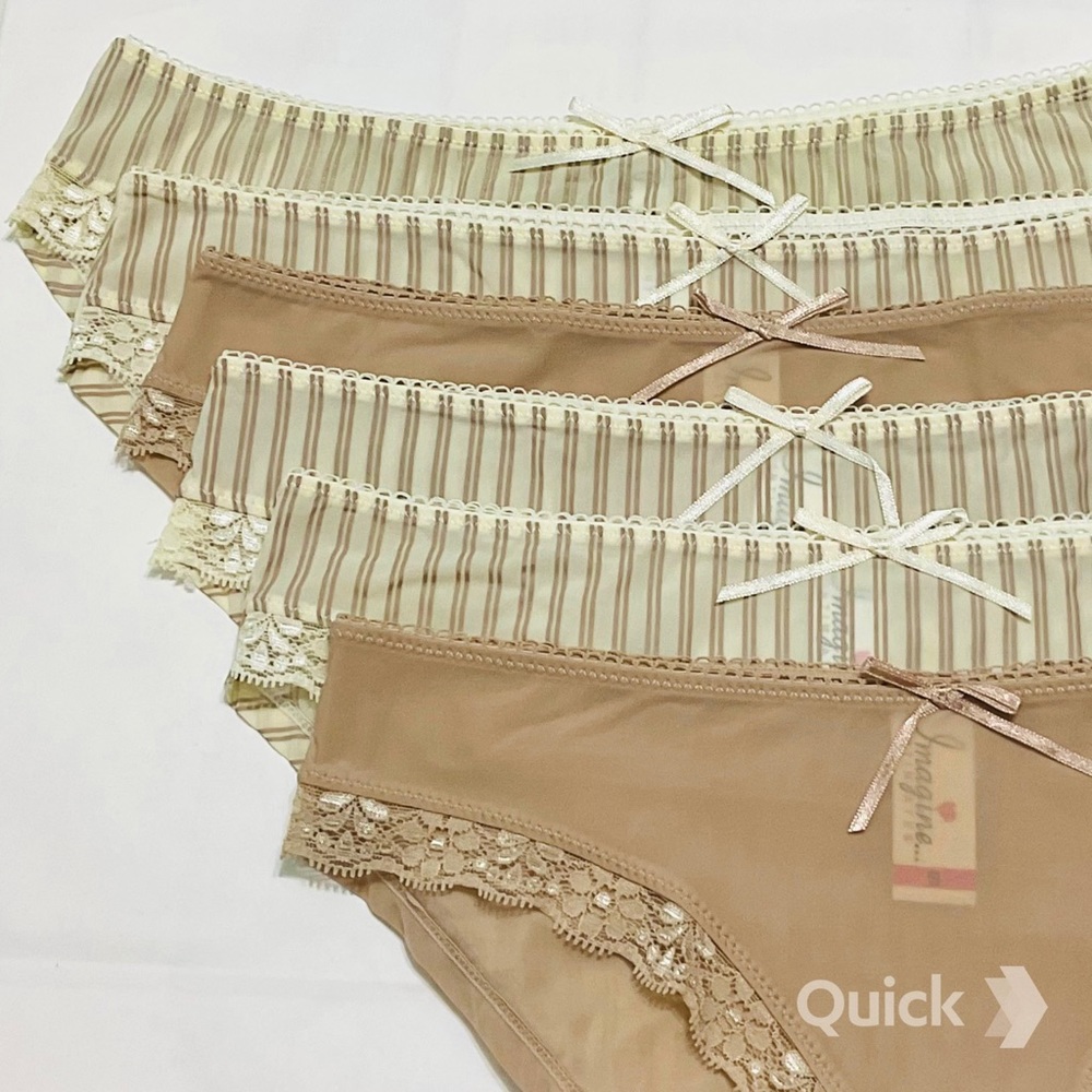 S - New 6 pcs Solid / Stripe Low-Rise Bikinis